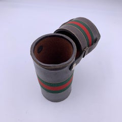 Gucci Vintage Brown Leather Thermos Case Holder with Handle