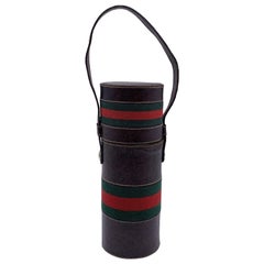 Gucci Vintage Brown Leather Thermos Case Holder with Handle