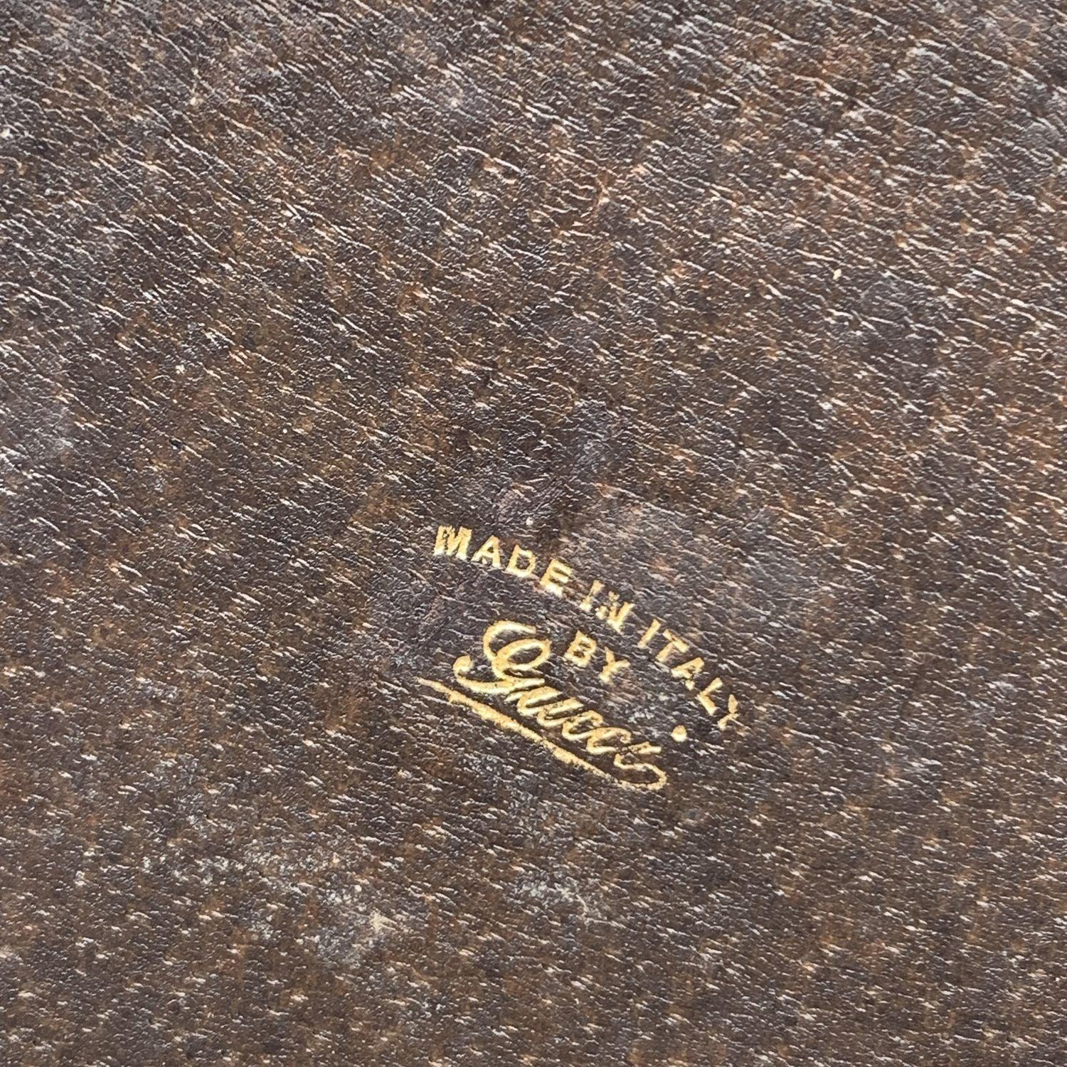 Gucci Vintage Brown Leder Thermoskanne Inhaber Fall mit Handle im Zustand „Gut“ in Rome, Rome