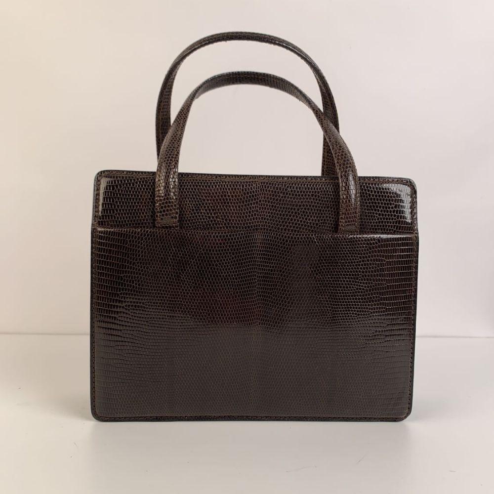 Black Gucci Vintage Brown Leather Top Handle Bag Handbag