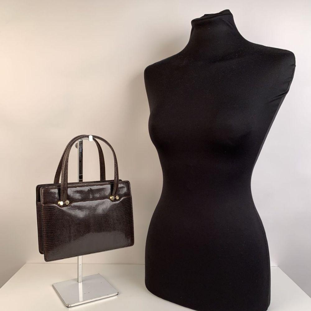 Gucci Vintage Brown Leather Top Handle Bag Handbag 1
