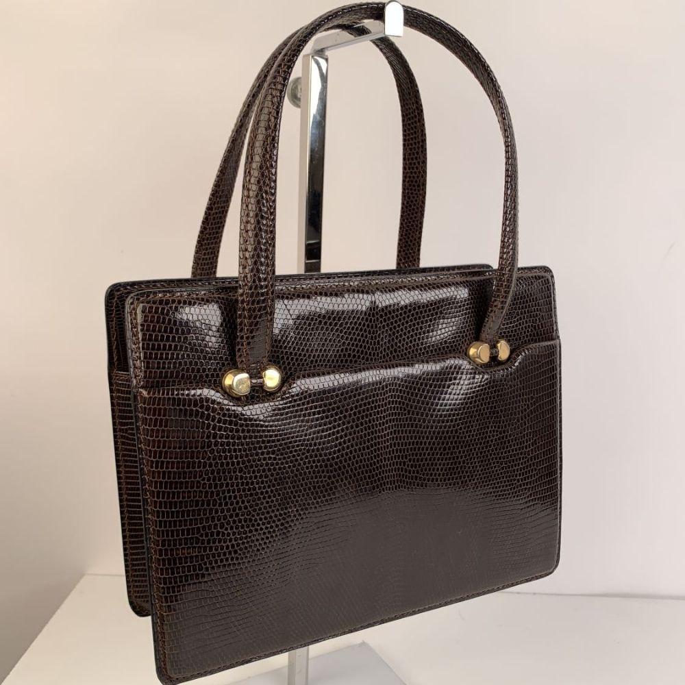 Gucci Vintage Brown Leather Top Handle Bag Handbag 2