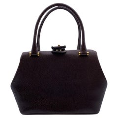Gucci Vintage Brown Leather Top Handle Bag Satchel Handbag