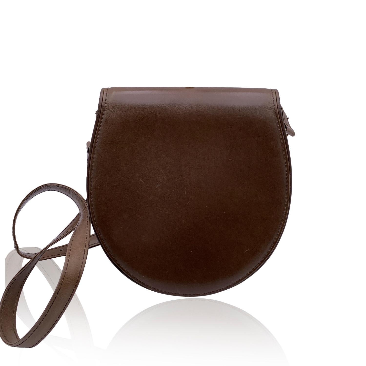 Women's Gucci Vintage Brown Leather Turn Lock Crossbody Shoulder Bag
