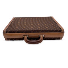 Gucci Vintage Brown Logo Canvas Hard Side Briefcase Work Bag