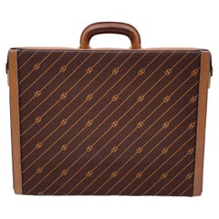 Gucci Retro Brown Logo Canvas Hard Side Briefcase Work Bag