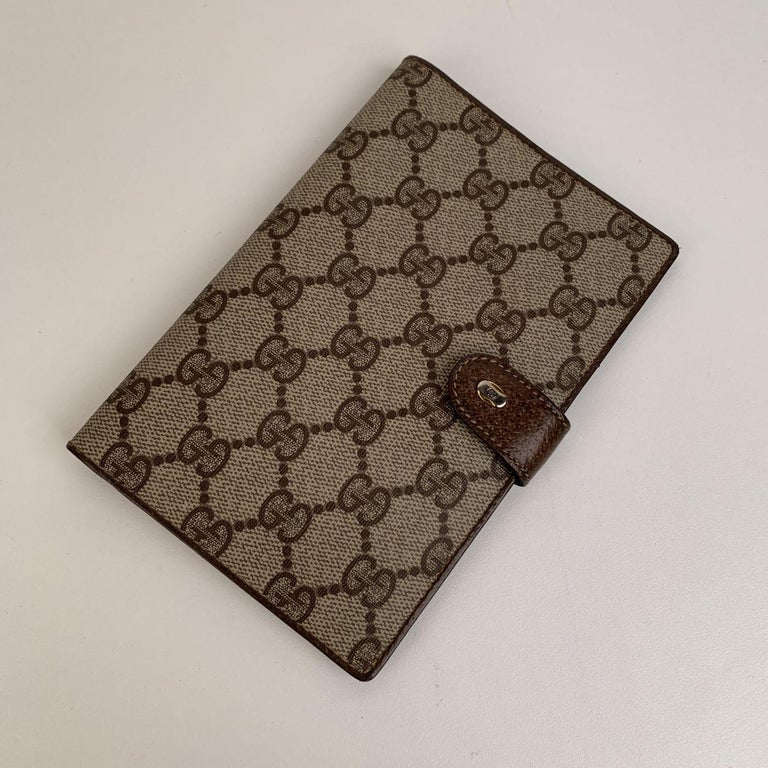 Gucci Vintage Brown Monogram Canvas Agenda Notebook Cover For Sale at ...