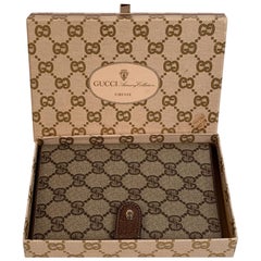 Gucci Vintage Brown Monogram Canvas Agenda Notebook Cover