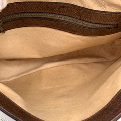 Gucci Vintage Brown Monogram Canvas Flap Shoulder Bag