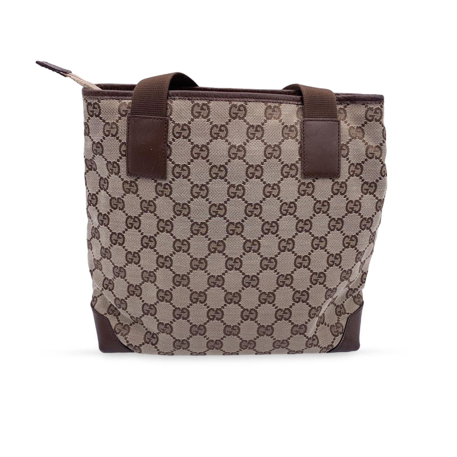Gucci Vintage Brown Monogram Canvas Front Pocket Tote Bag In Excellent Condition In Rome, Rome