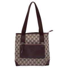 Gucci Vintage Brown Monogram Canvas Front Pocket Tote Bag