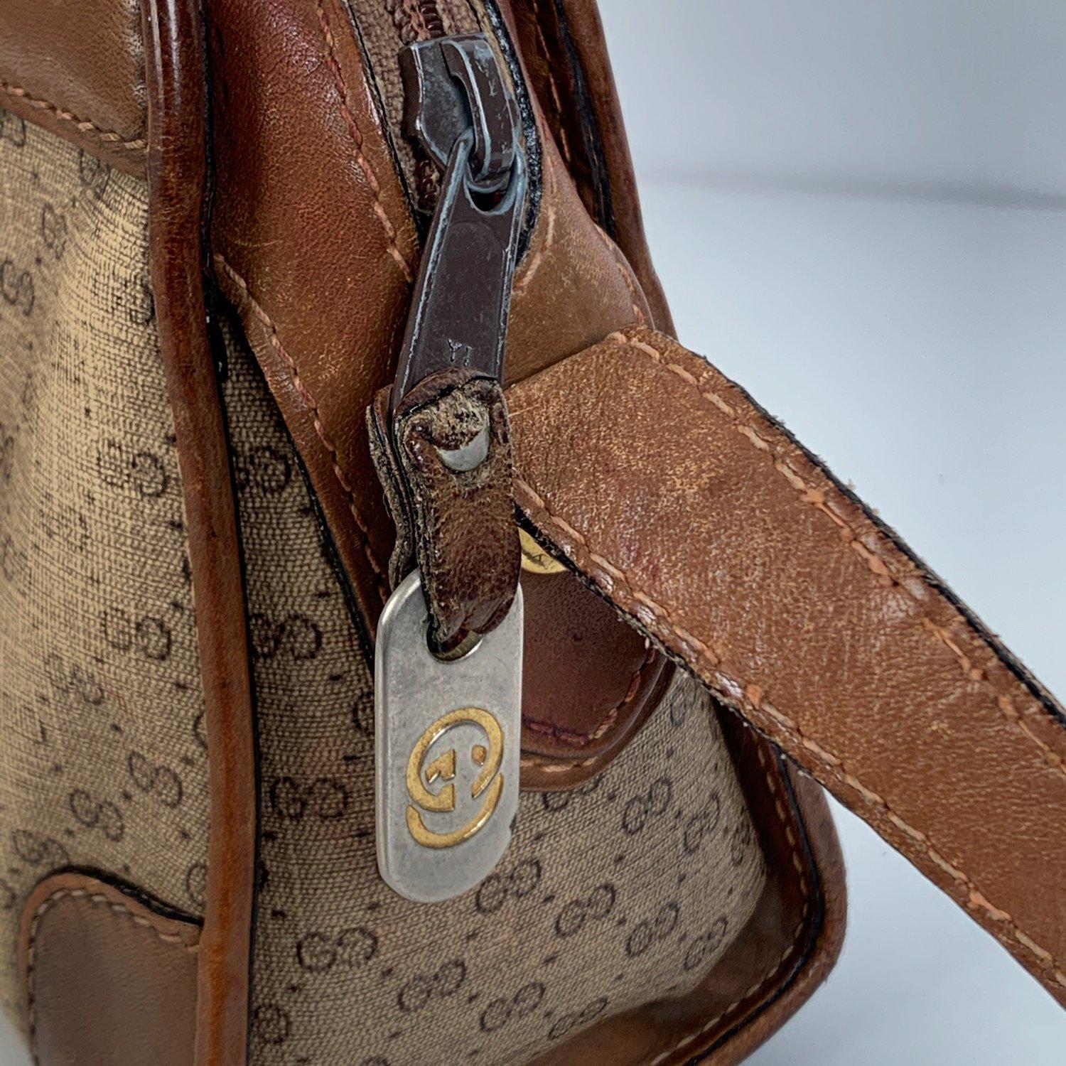 Gucci Vintage Brown Monogram Canvas Messenger Bag with Stripes 8