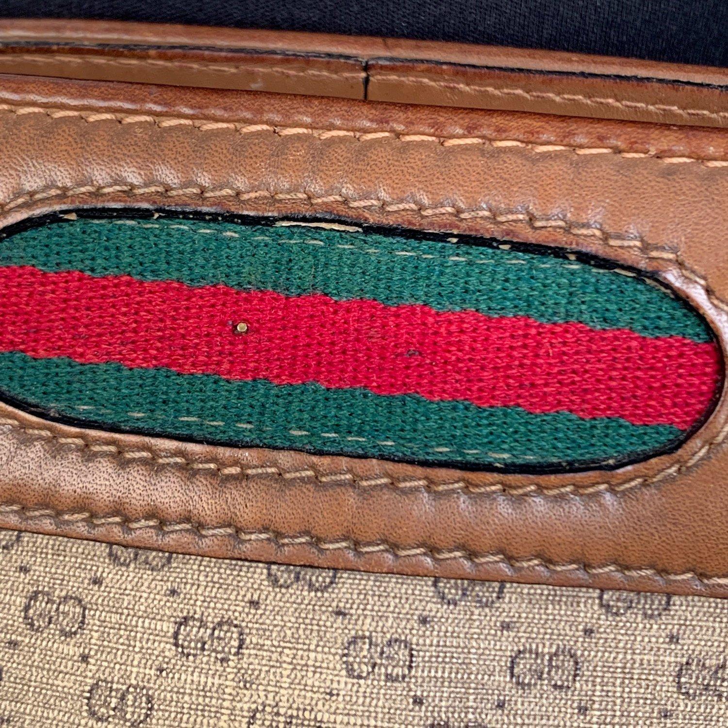 Gucci Vintage Brown Monogram Canvas Messenger Bag with Stripes 2