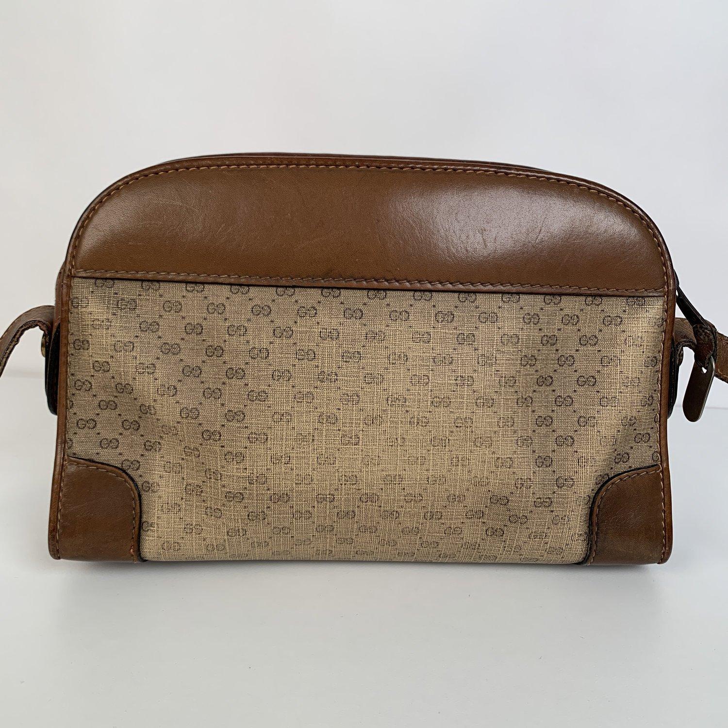 Gucci Vintage Brown Monogram Canvas Messenger Bag with Stripes 3