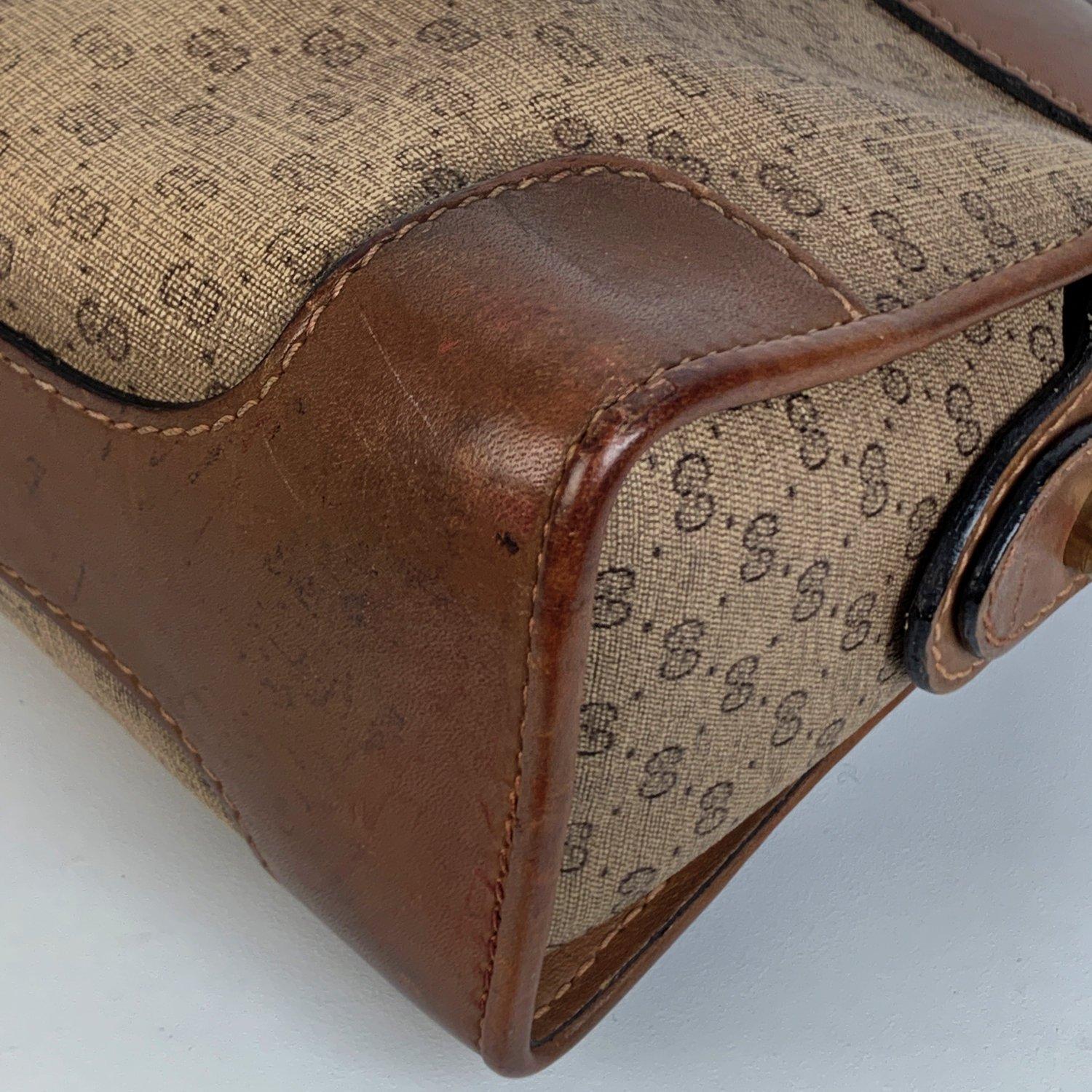Gucci Vintage Brown Monogram Canvas Messenger Bag with Stripes 4