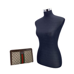 Gucci Vintage Brown Monogram Canvas Ophidia Medium Clutch Bag