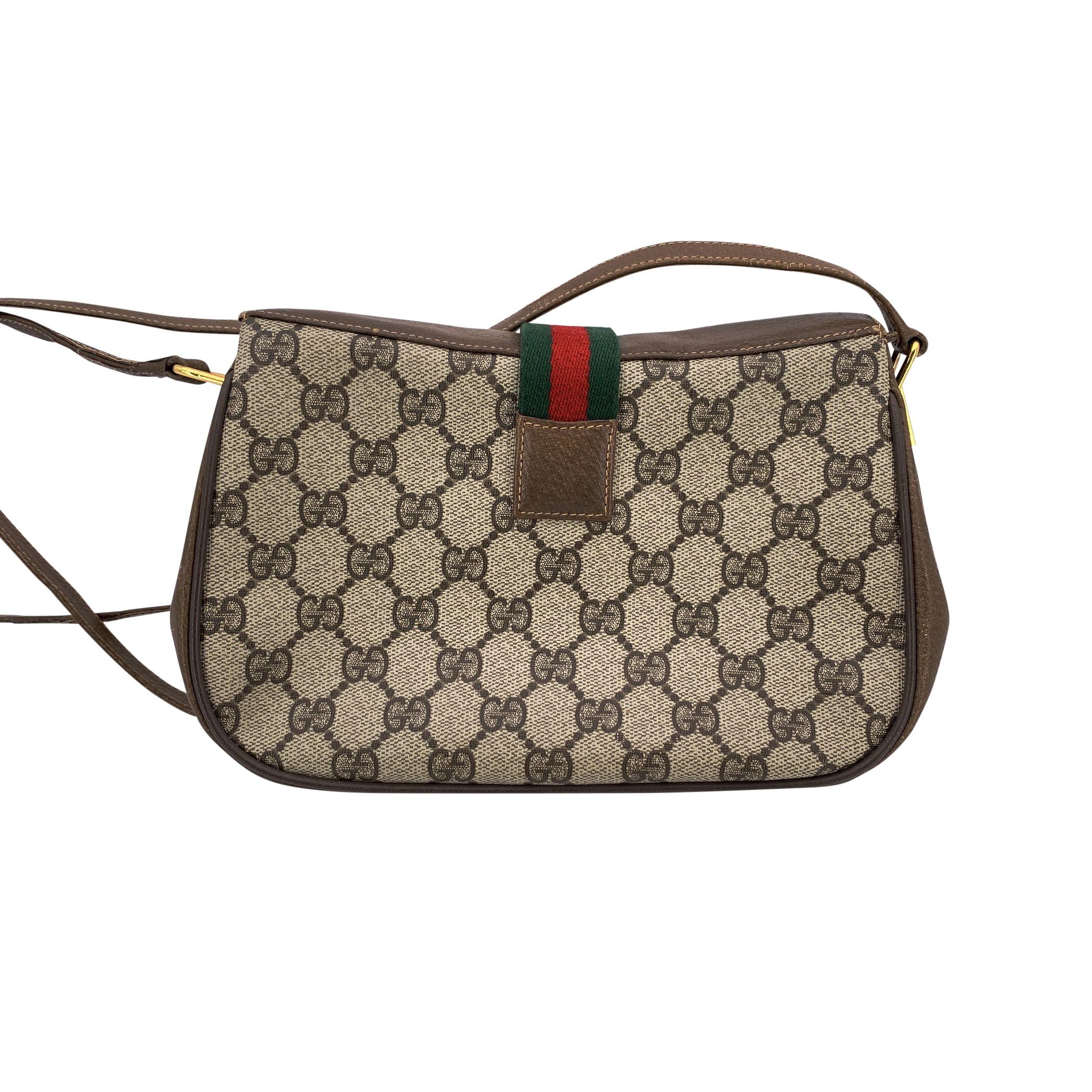 Noir Gucci Vintage Brown Monogram Canvas Ophidia Small Shoulder Bag