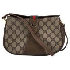 Gucci Vintage Brown Monogram Canvas Ophidia Small Shoulder Bag