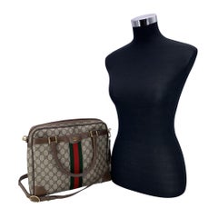 Gucci Vintage Brown Monogram Canvas Satchel Bag with Strap