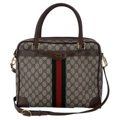 Gucci Vintage Brown Monogram Canvas Satchel Bag with Strap