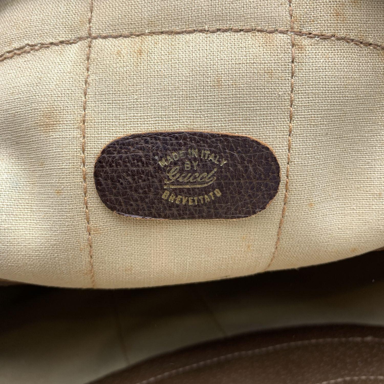 Gucci Vintage Brown Monogram Canvas Satchel Handbag with Stripes 2