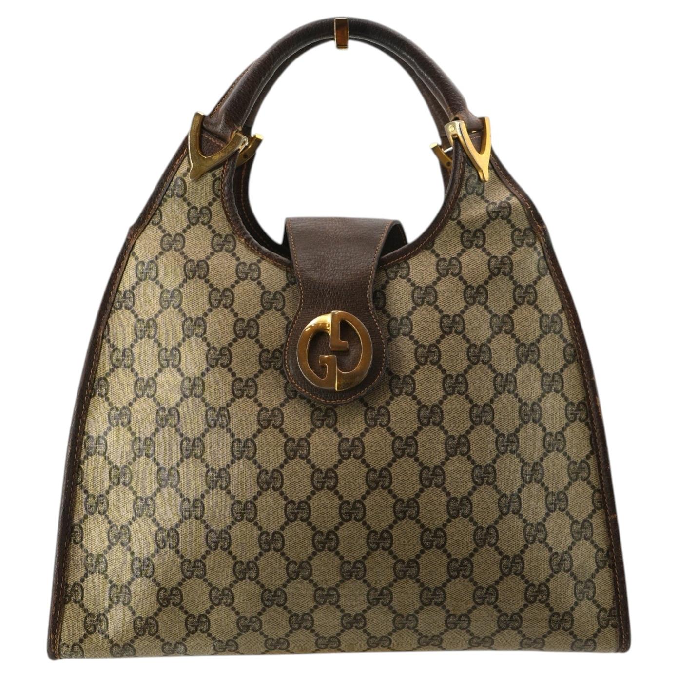 Sac à main hobo « Stirrup » Gucci vintage en toile monogramme marron