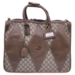 Gucci Retro Brown Monogram Canvas Travel Satchel Bag