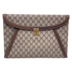 Gucci Vintage Brown Monogram Canvas Unisex Portfolio Document Holder