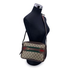 Gucci Vintage Brown Monogram Canvas Web Buckle Shoulder Bag