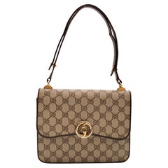Gucci Vintage Brown Monogram GG Supreme Shoulder Bag