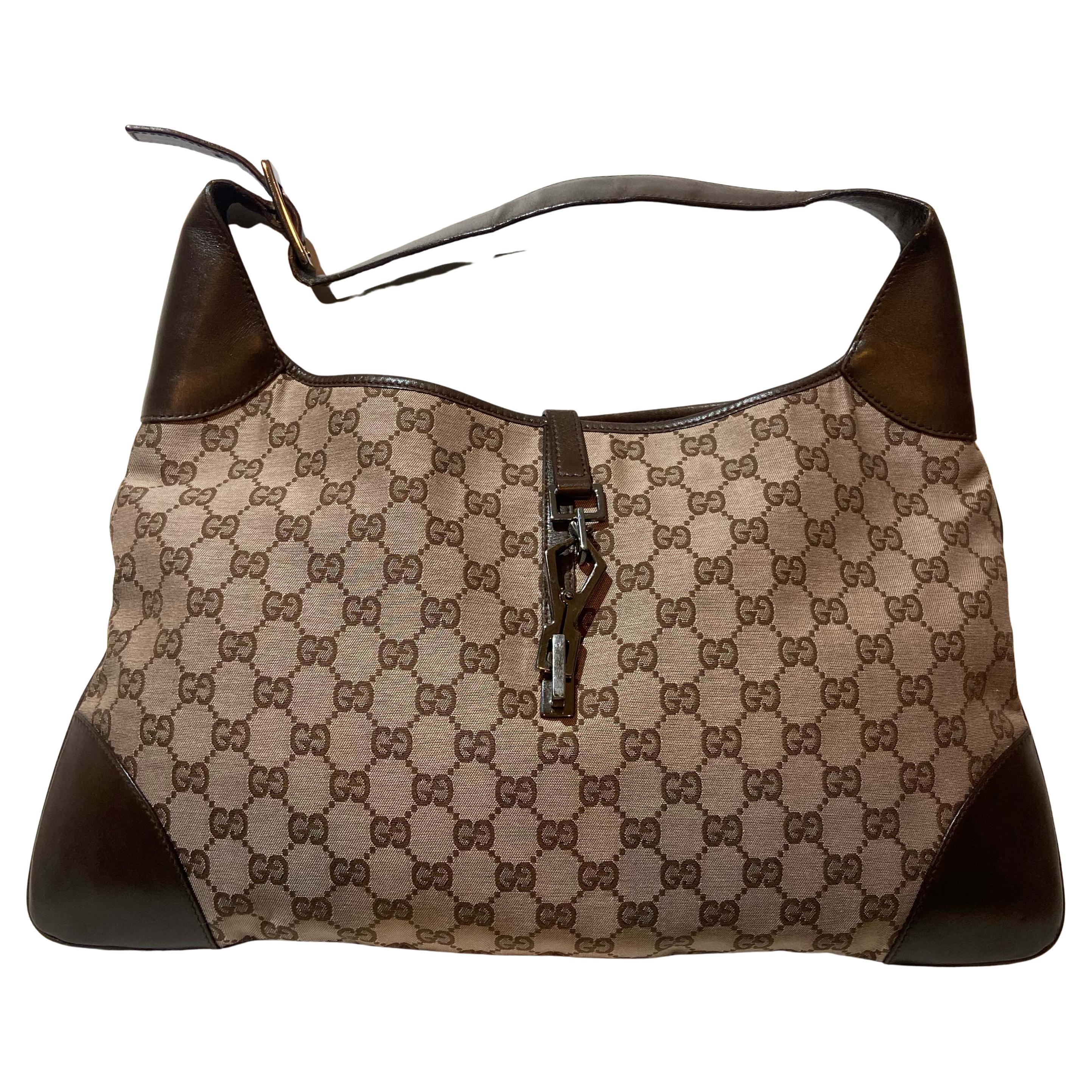 Gucci Vintage Brown Monogram Medium Jackie Bag For Sale