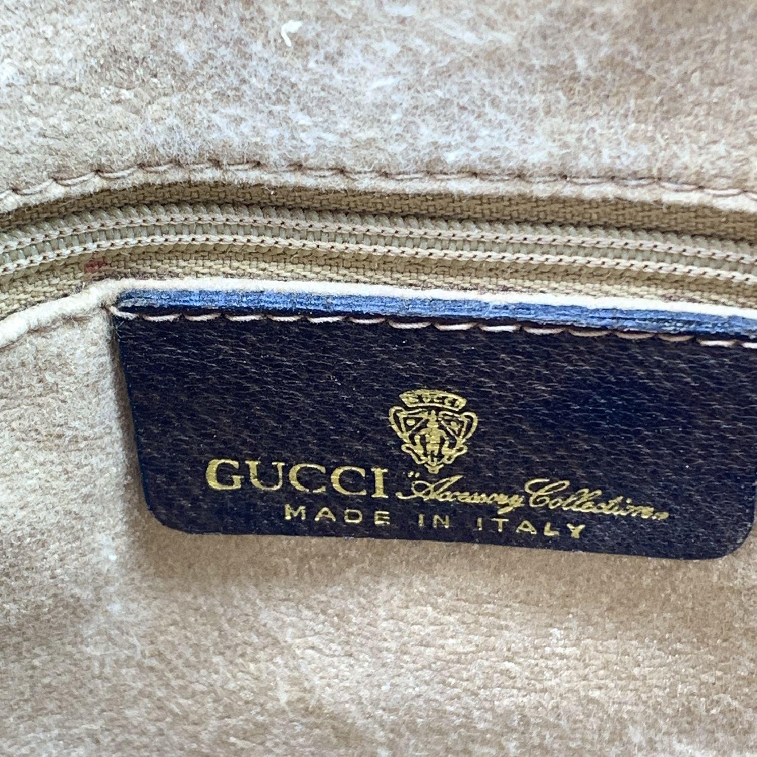 Women's Gucci Vintage Brown Monogram Shopping Bag Tote with Stripes