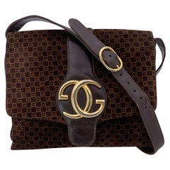 Gucci Vintage Brown Monogram Suede and Leather Shoulder Bag Gucci Vintage Brown Monogram Suede and Leather Shoulder Bag