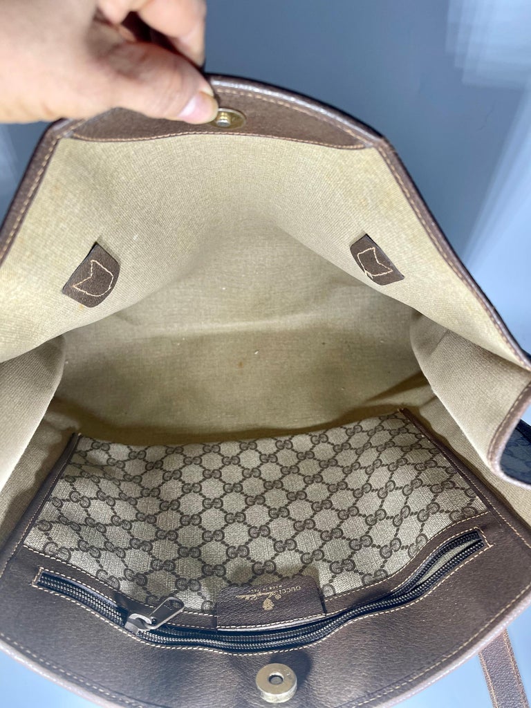 Gucci Vintage Brown Shopper Supreme Gg Monogram Canvas Large Tote Shoulder Bag For Sale At 1stdibs Gucci Vintage Brown Shopper Supreme Gg Monogram Canvas Large Tote Shoulder Bag For Sale At 1stdibs