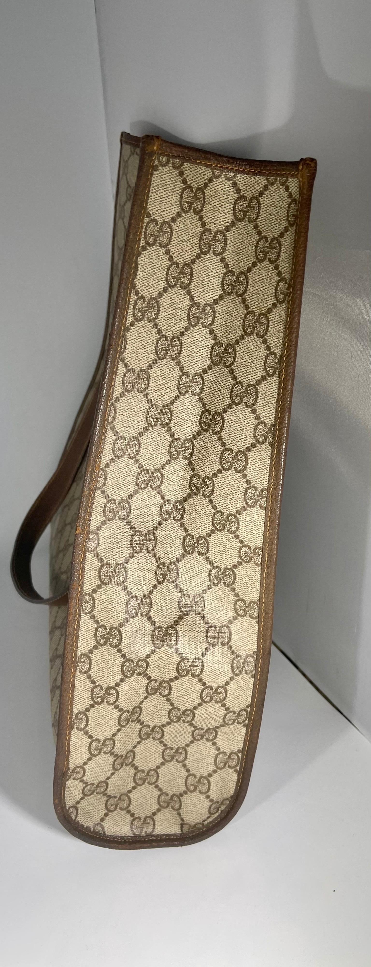 Gucci  Vintage Brown Shopper Supreme GG Monogram Canvas Large Tote Shoulder Bag  8