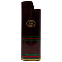 Gucci Vintage Brown Signature Web Disposable Lighter Case Cover