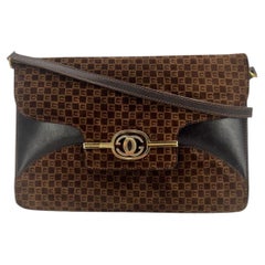 Gucci Vintage Brown Suede and Leather Square G Shoulder Bag