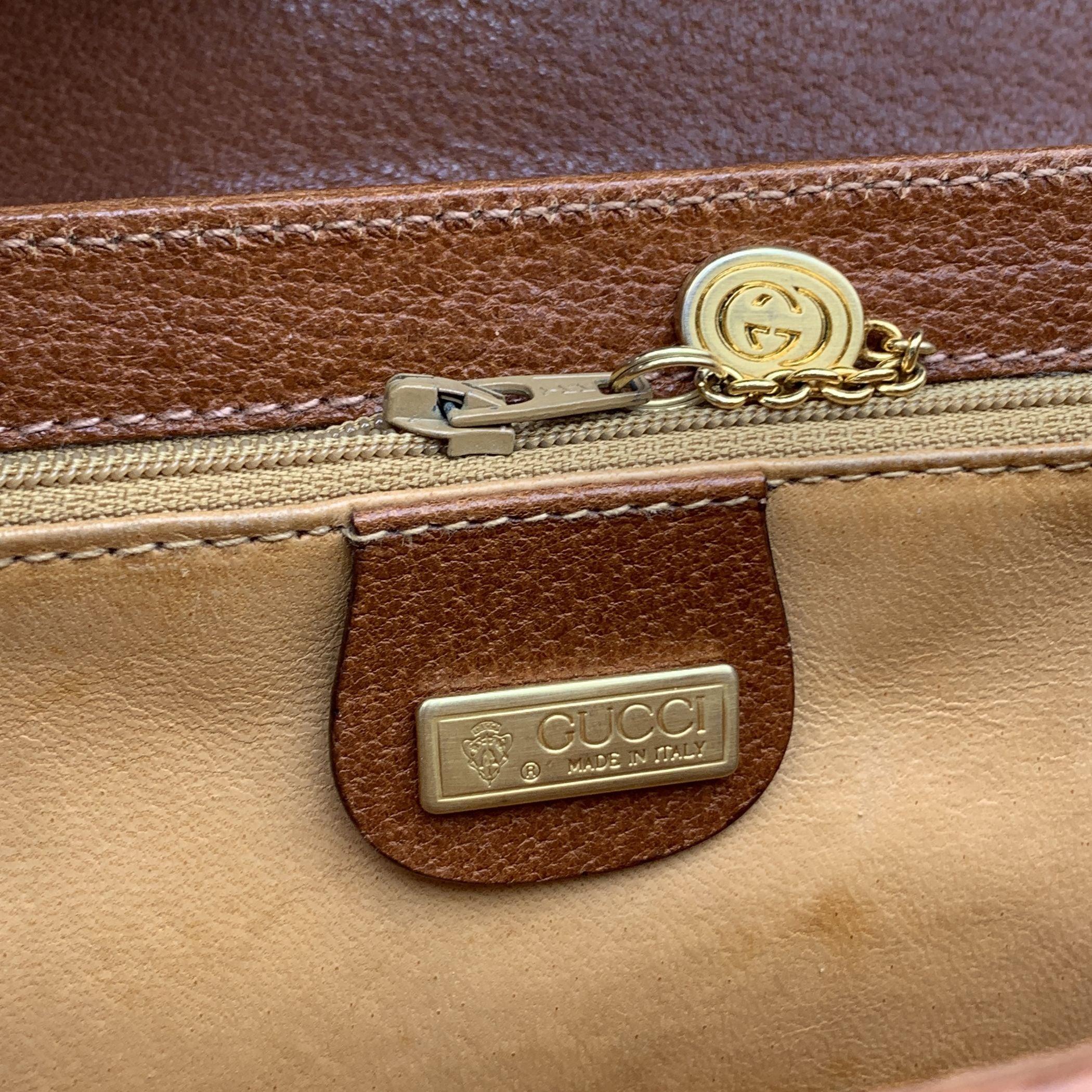 Gucci Vintage Brown Tan Leather Bamboo Flap Shoulder Bag 2