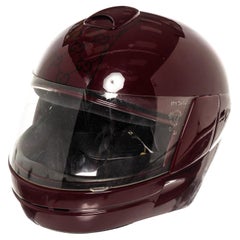 Gucci Vintage Burgundy GG Supreme Print PVC Motorcycle Full-face XL Helmet