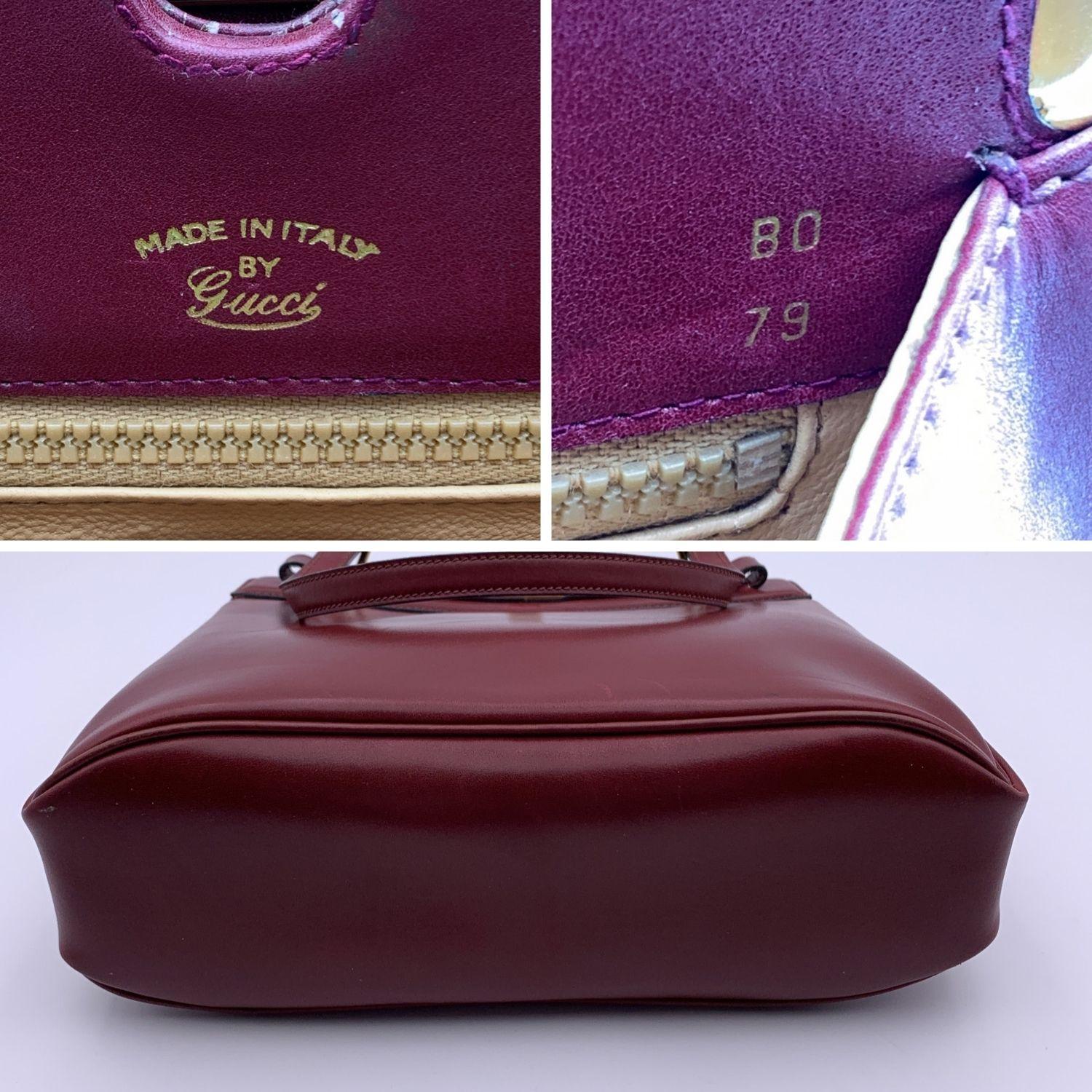 Gucci Vintage Burgundy Leather Handbag Satchel Top Handles Bag 2