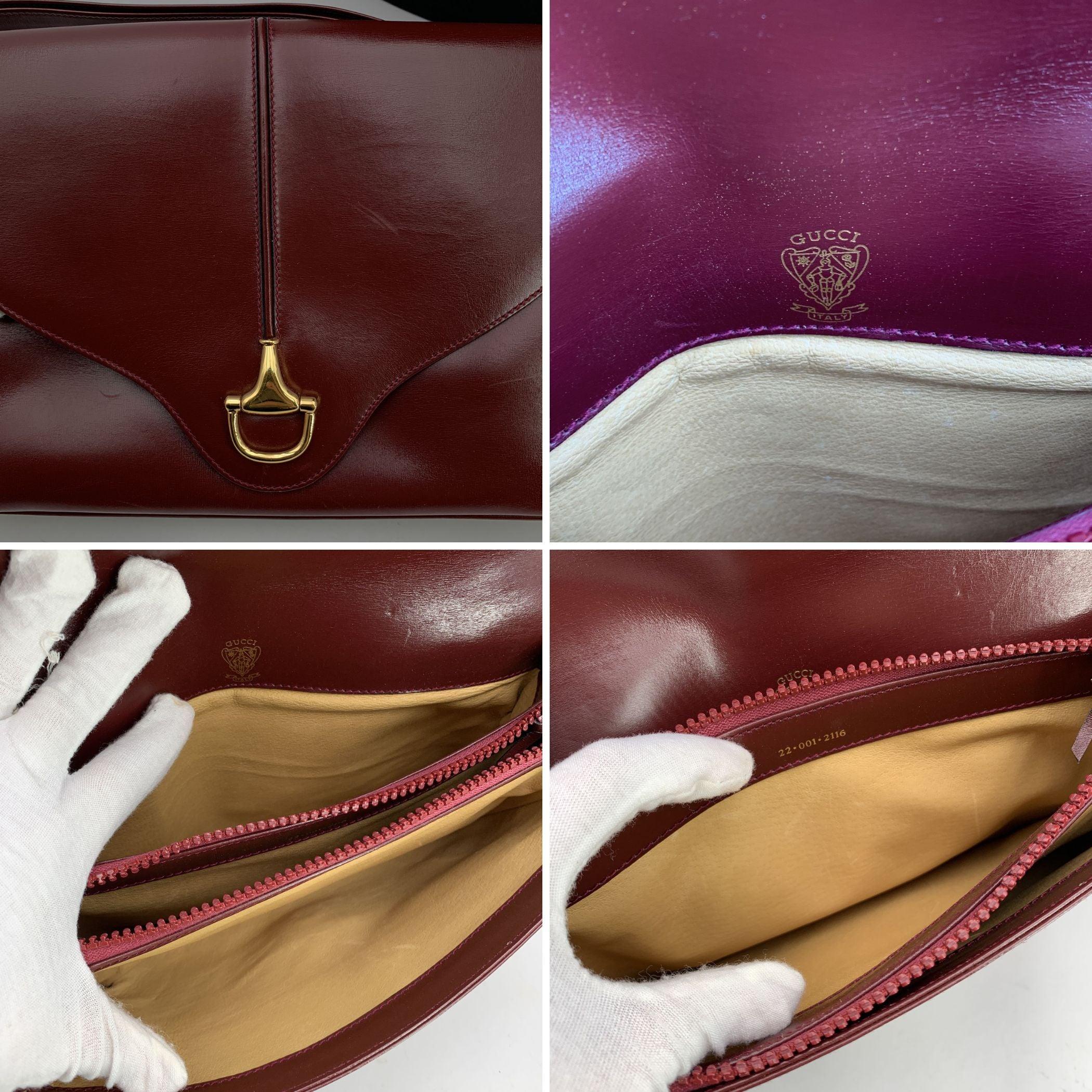 Women's Gucci Vintage Burgundy Leather Horsebit Shoulder Bag