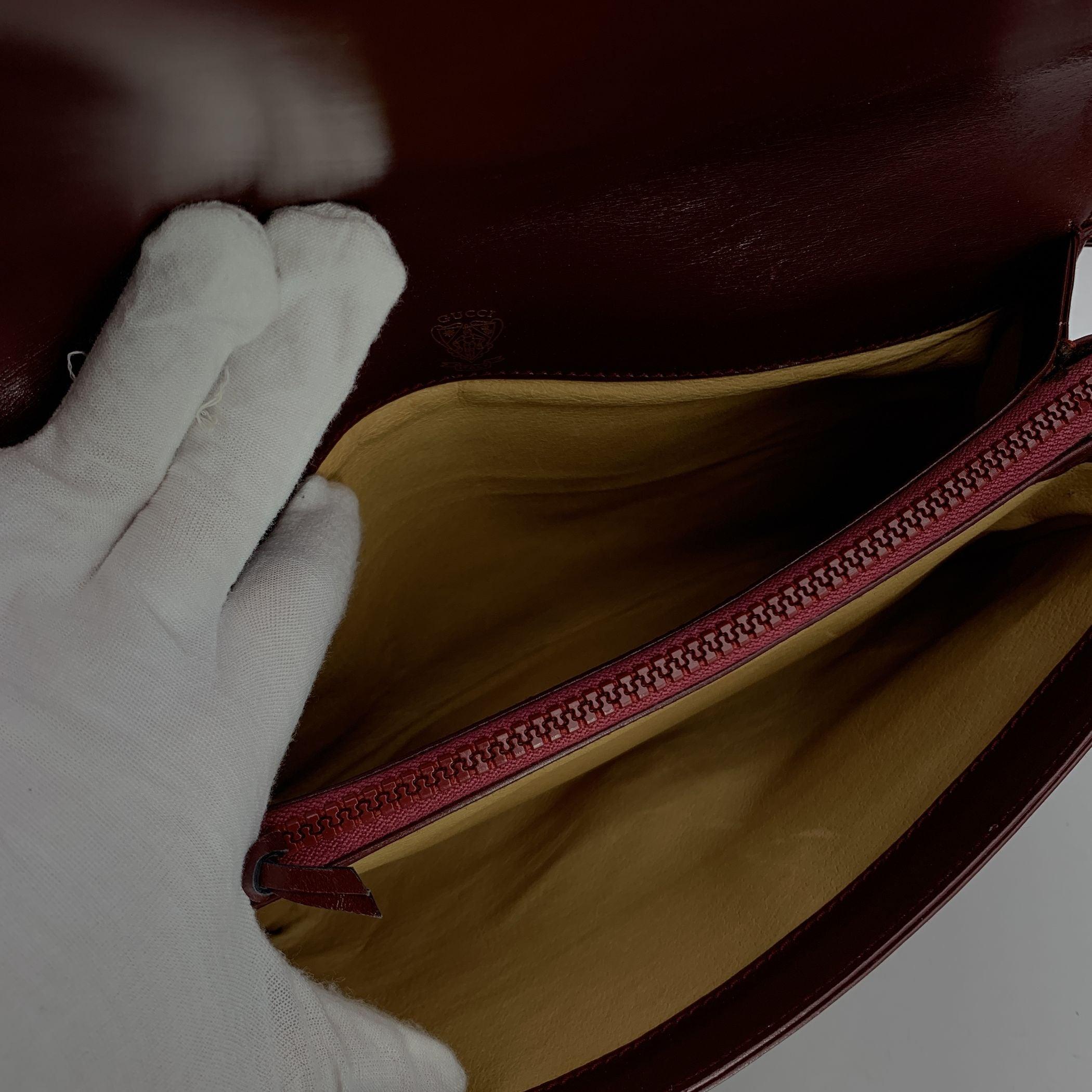 Gucci Vintage Burgundy Leather Horsebit Shoulder Bag 1
