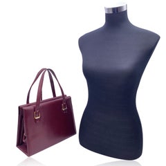 Gucci Vintage Burgundy Leather Stirrup Detail Handbag Satchel