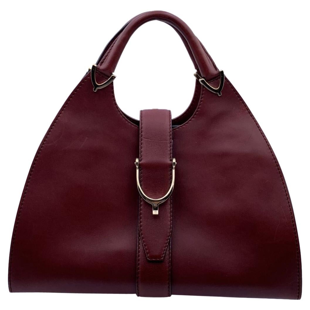 Gucci Vintage Burgundy Leather Stirrup Hobo Bag Handbag