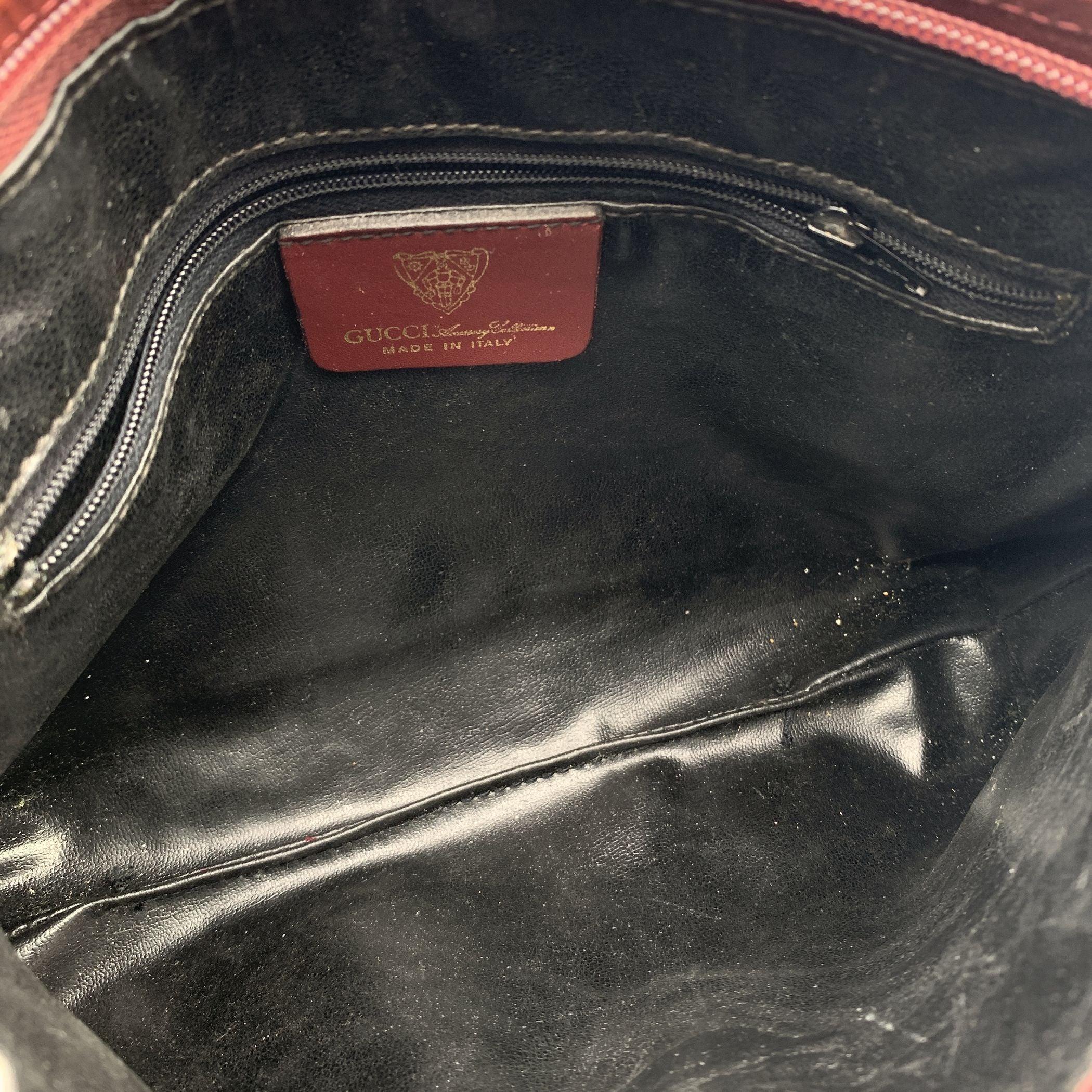 Gucci Vintage Burgundy Monogram Canvas and Leather Shoulder Bag 2