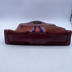 Gucci Vintage Burgundy Suede Shopping Bag Tote with Stripes