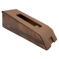 Gucci Vintage Burl Wood Playing Card Dispenser with GG Logo