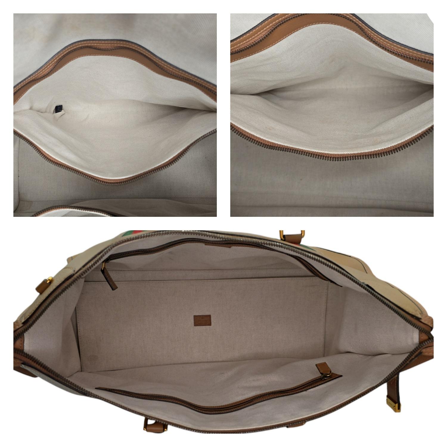 Gucci Vintage Calfskin Web Bauletto XL Duffle Bag In Good Condition For Sale In Scottsdale, AZ