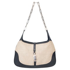 Gucci by Tom Ford Spring 2000 Chain Handle Cream Canvas Jackie Shoulder Bag