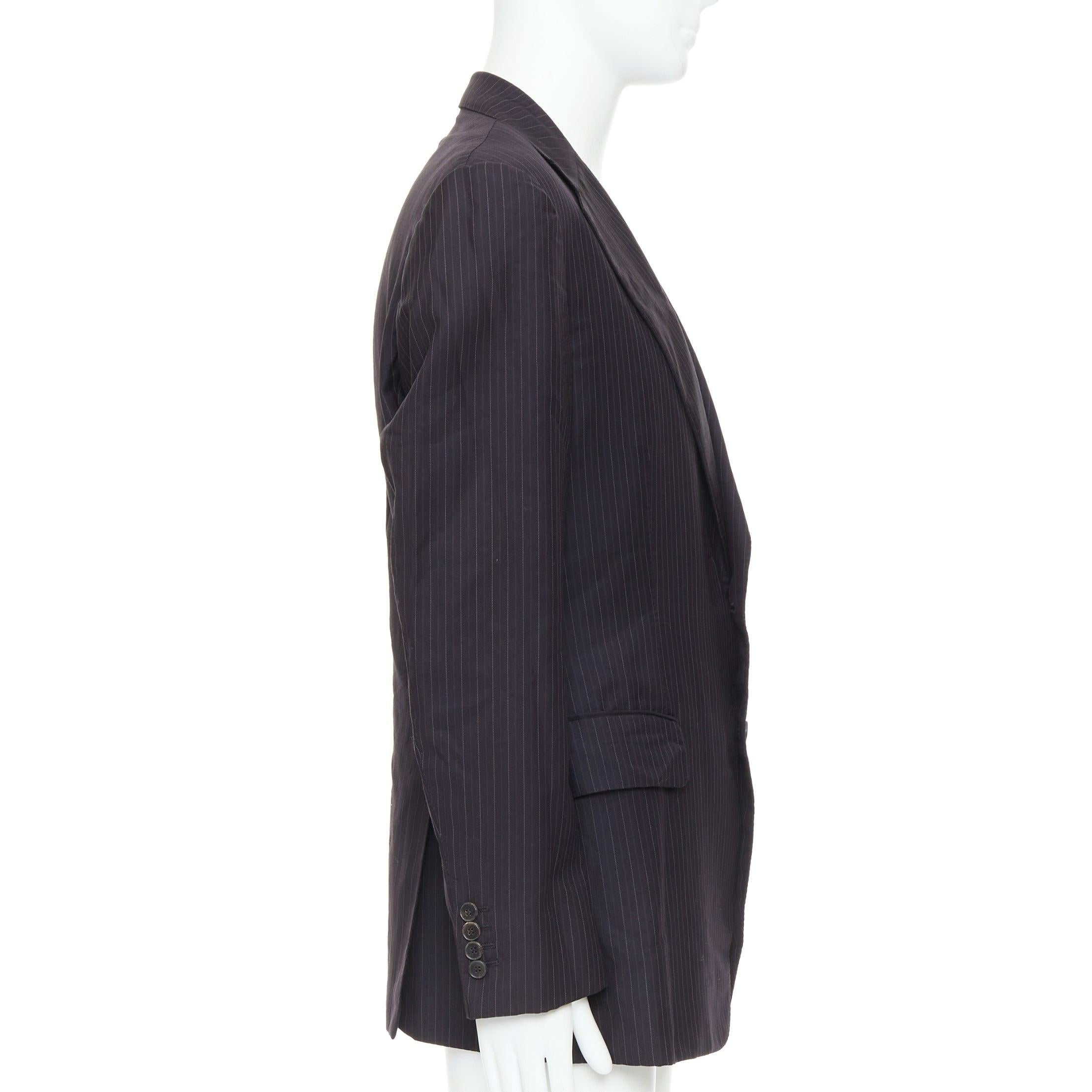 GUCCI Vintage Anthrazitgrauer 100% Wollblazer mit Nadelstreifen-Doppelvent-Blazer IT52 XL im Zustand „Gut“ im Angebot in Hong Kong, NT